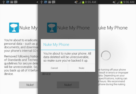 Nuke My Phone nos ayuda a borrar todos los datos de nuestro Android