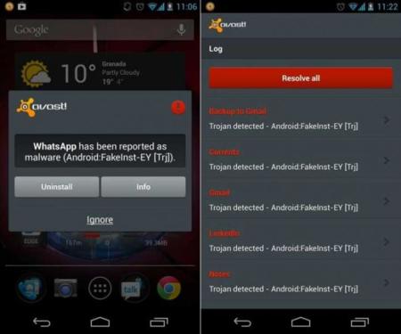 Falsos positivos de avast! en Android, actualiza tu base de datos de virus
