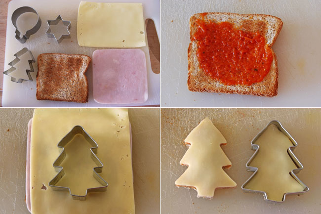 Receta de sencillos canapés navideños con queso gouda sin lactosa. Pasos