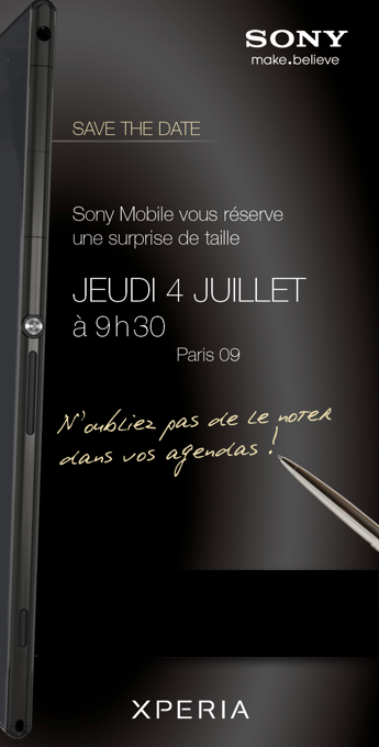 Es oficial, Sony presentará el Xperia Z Ultra el 4 de julio en París