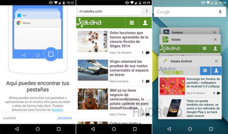 Chrome para Android deja de combinar las pestañas y aplicaciones para siempre y renueva su widget