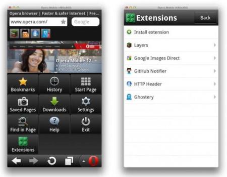 El navegador Opera Mobile se actualiza incorporando extensiones personalizadas