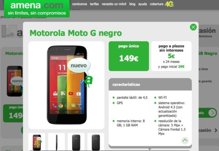 Motorola Moto G a sólo 149 euros en Amena, 30 euros menos que el precio oficial