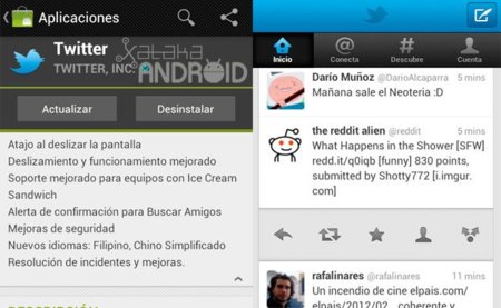 Twitter se actualiza con soporte para Ice Cream Sandwich