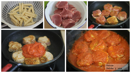 Solomillo Cerdo Con Tomate Pasta Pasos