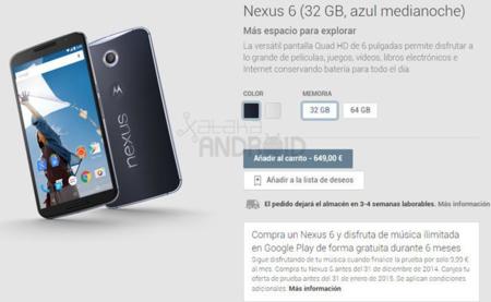 Nexus 6 ya a la venta en Google Play España