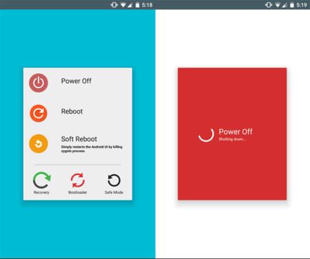 Cómo cambiar el menú de apagado para darle aspecto de Material Design