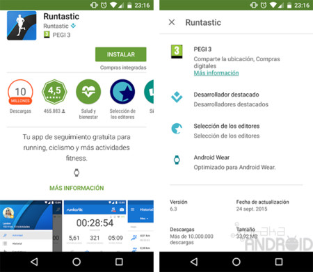 Google Play ahora nos informará si una aplicación está optimizada para Android Wear