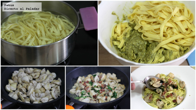 Taggliatelle Pesto Con Champis