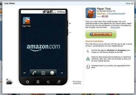 Amazon AppStore te permite probar sus aplicaciones en una maquina virtual Android desde el navegador