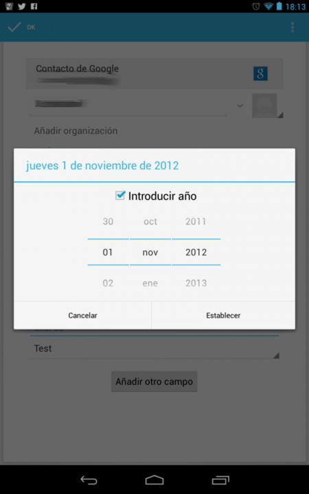 Un bug elimina el mes de diciembre en la app de contactos de Android 4.2