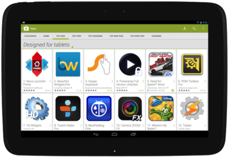Google Play dará más visibilidad a las aplicaciones para tablets Android