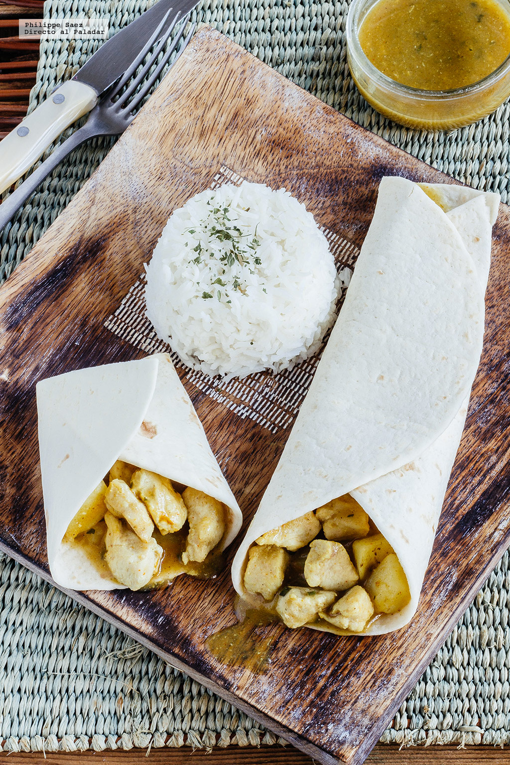 Burritos de pollo al curry. Receta