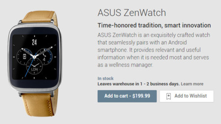 Google Play pone a la venta el Asus ZenWatch en Estados Unidos