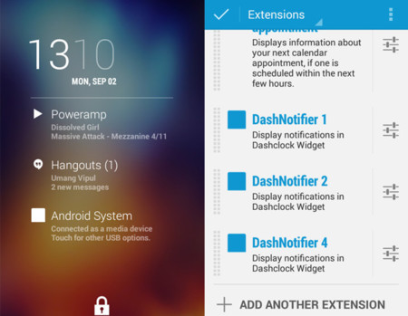 DashNotifier vitamina DashClock para mostrar cualquier notificación en la pantalla de bloqueo
