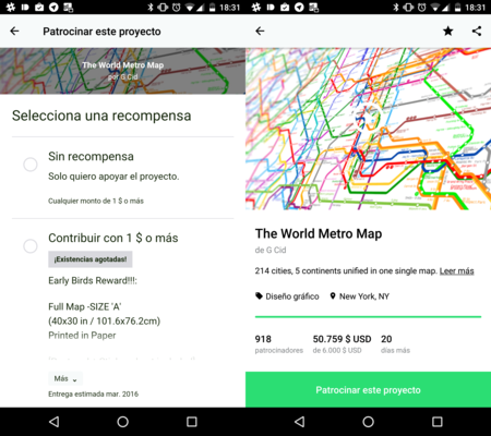 Nunca es tarde si la dicha es buena: la app de Kickstarter llega a Android 3 años más tarde