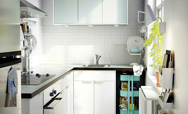 Crisp White Scandinavian Kitchen With Colorful Accents