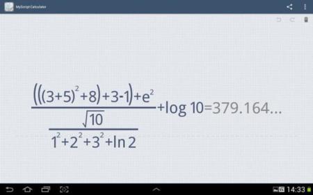 MyScript Calculator, escribes a mano tus fórmulas matemáticas y te da el resultado