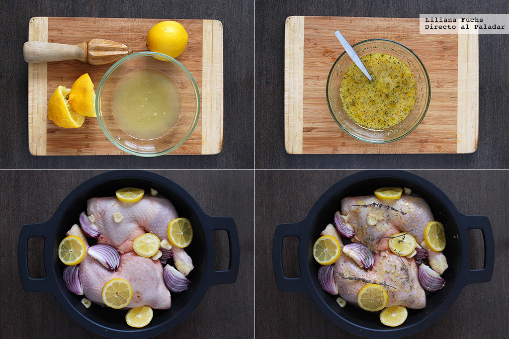 Pollo al horno con limón. Pasos