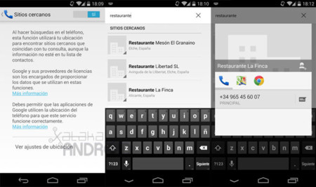 La aplicación Teléfono de Google para los Nexus ya busca sitios cercanos en España