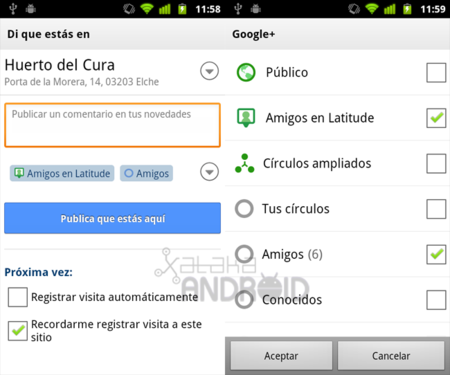 Los Check-ins de Google Latitude se integran en Google+