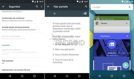Android 5.0 (Lollipop) nos permite fijar la pantalla de una aplicación