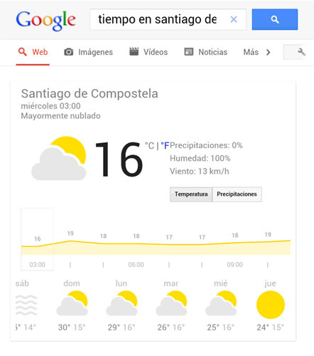 El tiempo interactivo de Google Search ya disponible para tablets