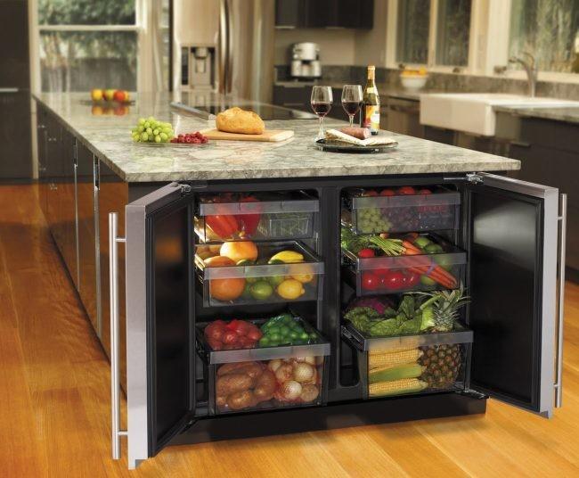 Una idea estupenda: una isla de cocina con nevera