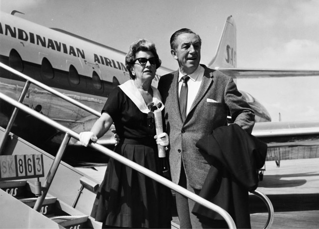 Walt Disney And His Wife Departing From Kastrup Airport Cph Copenhagen By Sas To Vienna