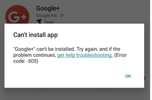 Error 505 Google Play