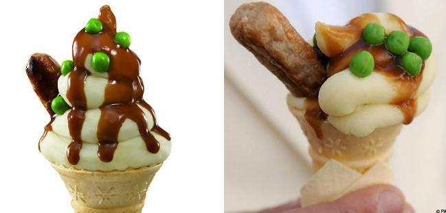 Helado de puré de patatas y guisantes