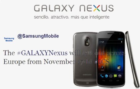 Samsung anuncia oficialmente la fecha de lanzamiento del Galaxy Nexus