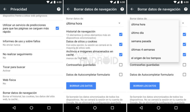 Chrome Datos Navegación