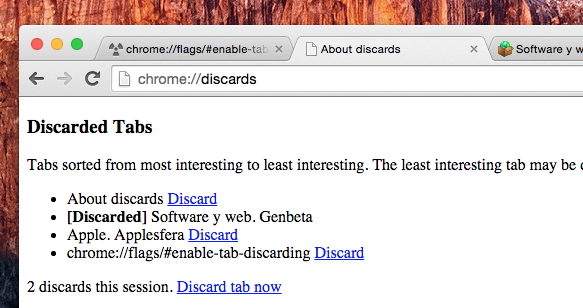 Pestanas Descartadas