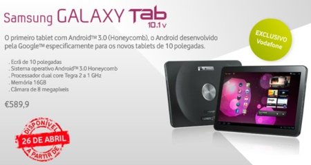 Samsung Galaxy Tab 10.1 disponible en Vodafone Portugal por 590€
