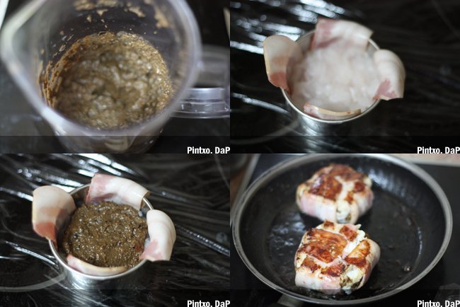 Receta de medallones de merluza rellenos de tapenade. Pasos