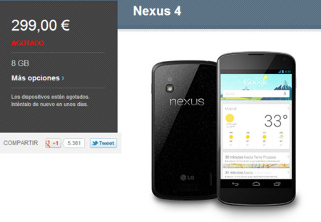 Google retrasa algunos pedidos del Nexus 4 por falta de stock