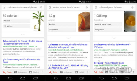 Google Search ya ofrece información nutricional en español