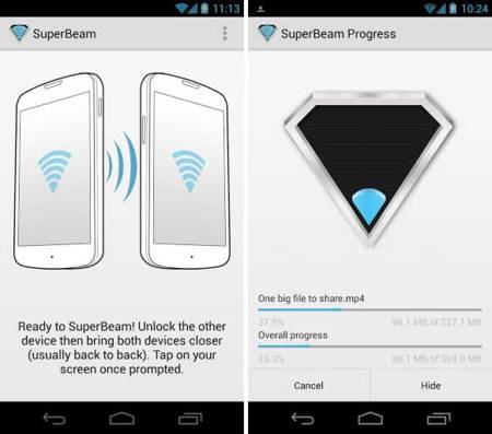 SuperBeam, transfiere ficheros con NFC y WiFi