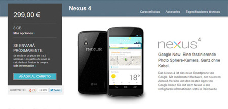 Vuelve el stock del Nexus 4 a Google Play, en Alemania, Estados Unidos y Canadá