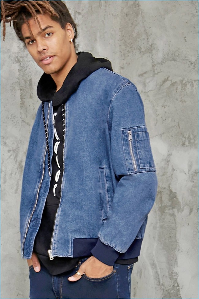 Forever 21 Denim Bomber Jacket