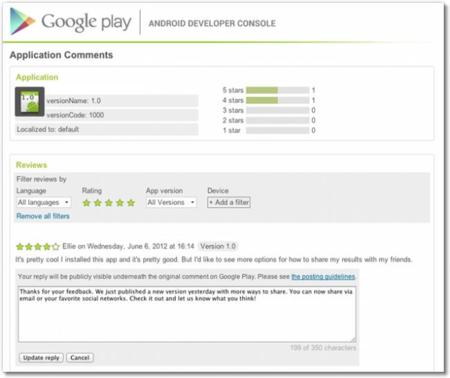 Los desarrolladores de aplicaciones comienzan a poder responder a los usuarios en Google Play