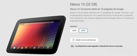 Nexus 10 comienza a marcarse como agotado en Google Play, ¿renovación inminente?
