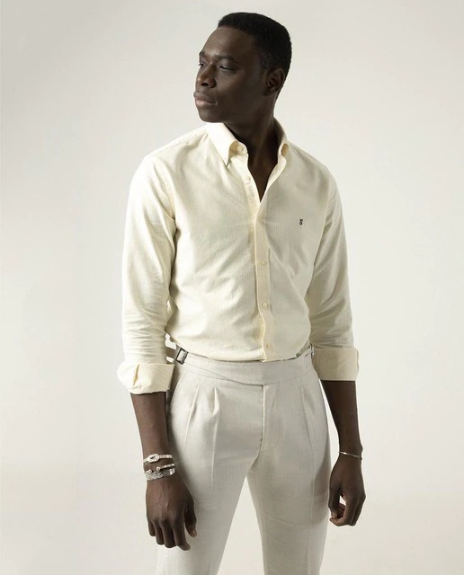 Camisa de hombre slim de rayas en amarillo