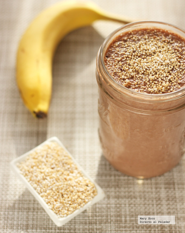 Licuado de chocolate, plátano y amaranto. Receta