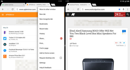 En Android N puedes abrir pestañas de Chrome en distintas ventanas a la vez