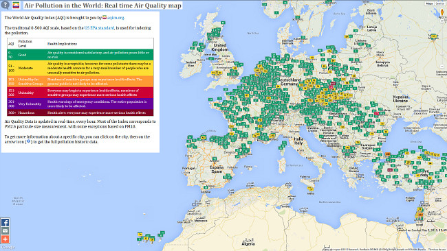 WAQI, un mapa online para ver en tiempo real la calidad del aire en el mundo 1 Waqi