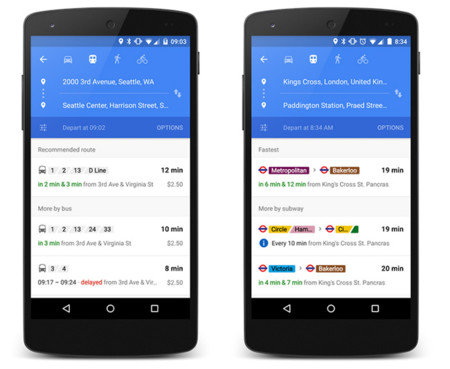 Google Maps ahora mostrará información del transporte público en tiempo real