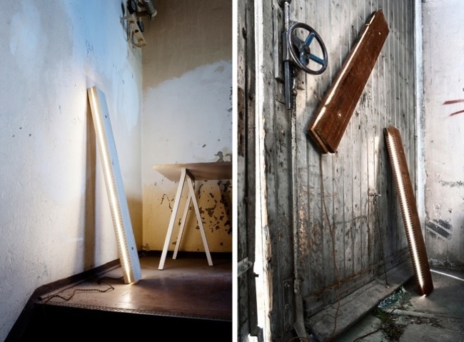 Con madera y LEDs se construye una gran lámpara