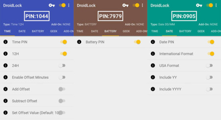 DroidLock bloquea tu móvil con PIN cambiantes según parámetros como la fecha, hora y bateria